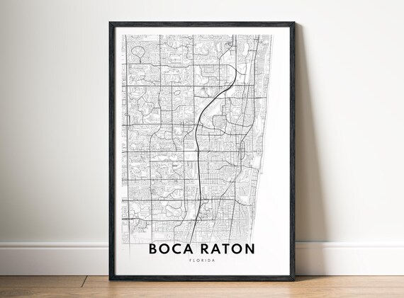 Boca Raton Fl Map Print Florida Poster Black And White Mapart