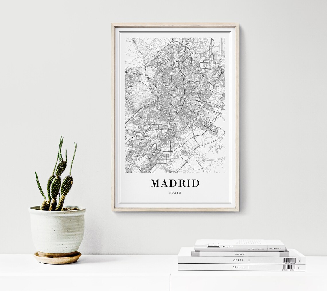 Madrid Spain Map Print, Black And White Travel Poster - Image 3