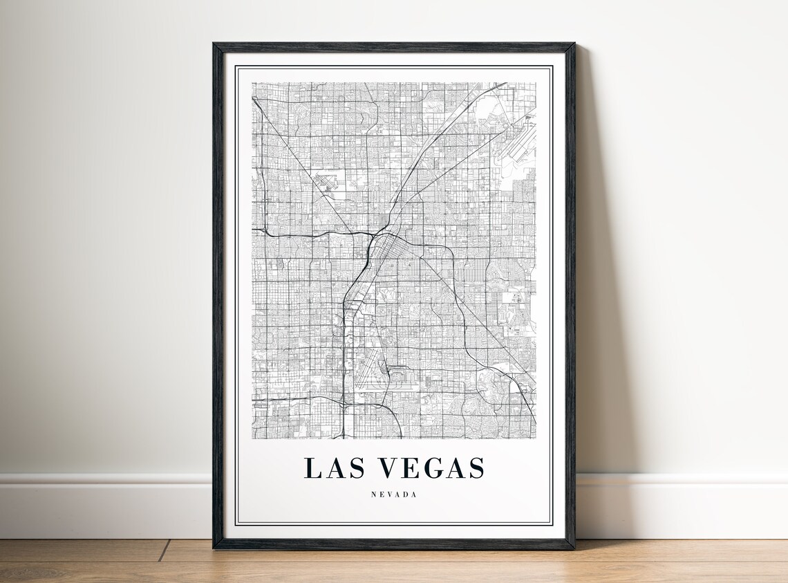 Las Vegas Map Art Print, Black And White Sketch - Image 5