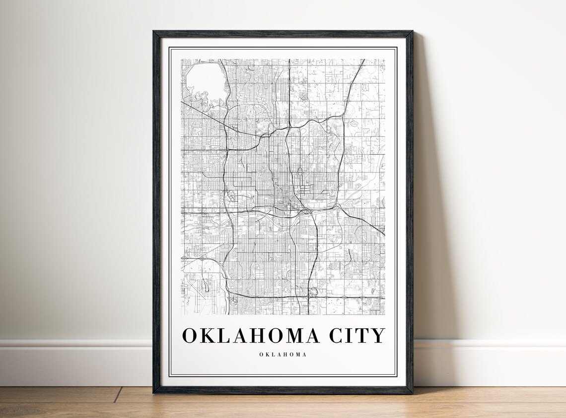 Oklahoma City Oklahoma Minimalist Black and White City Map Poster - Image 5