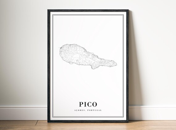 Pico Azores Map Poster Print Island Black And White Art Wall Sketches Islands
