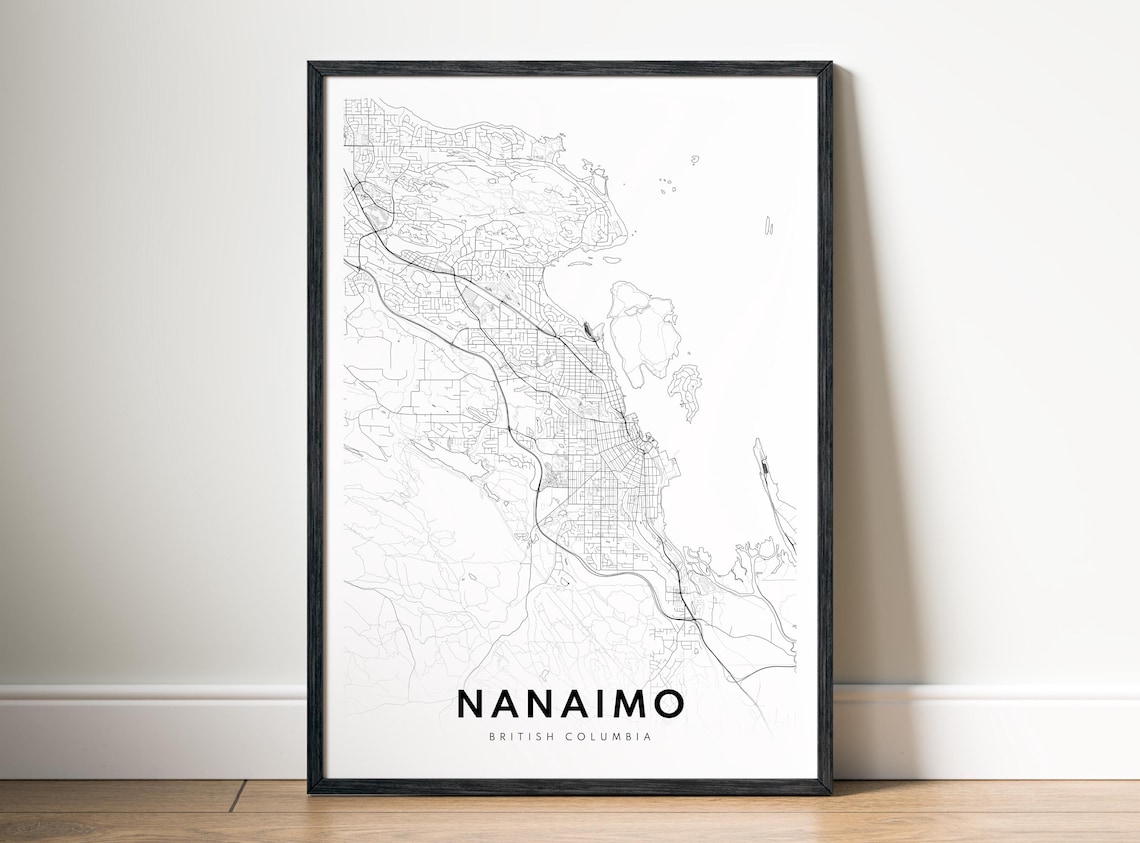 Nanaimo British Columbia Vancouver Island City Street Map Poster