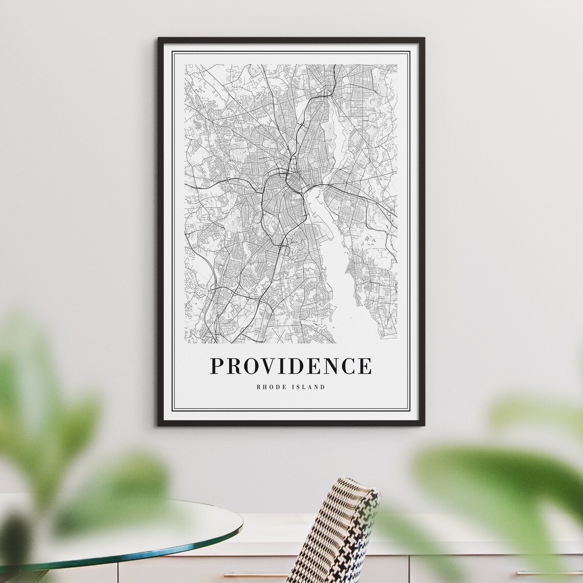 Providence Rhode Island Map Art Print, Black and White - Image 3