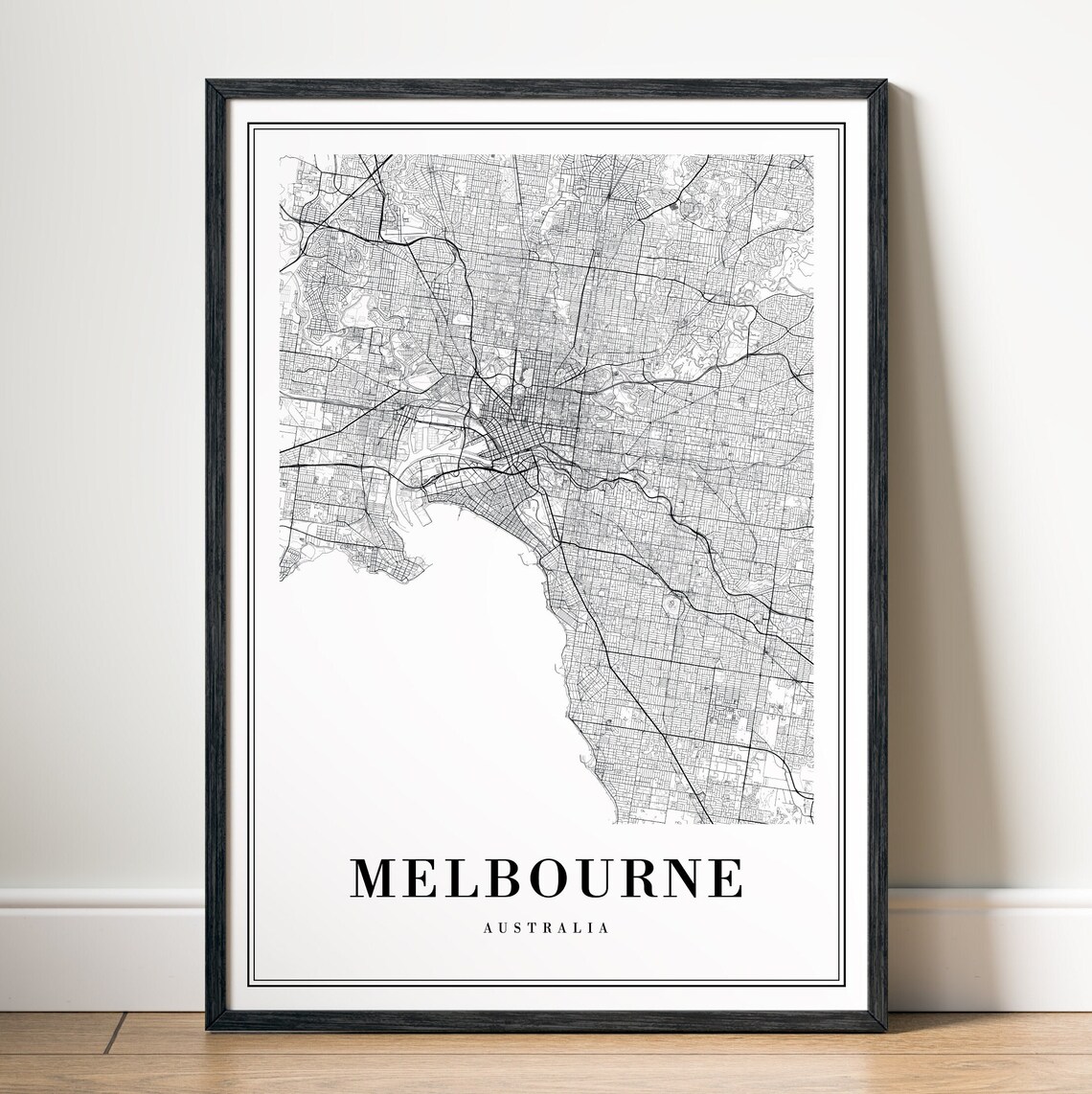 Melbourne Minimal Map Art Print, Black And White - Image 5