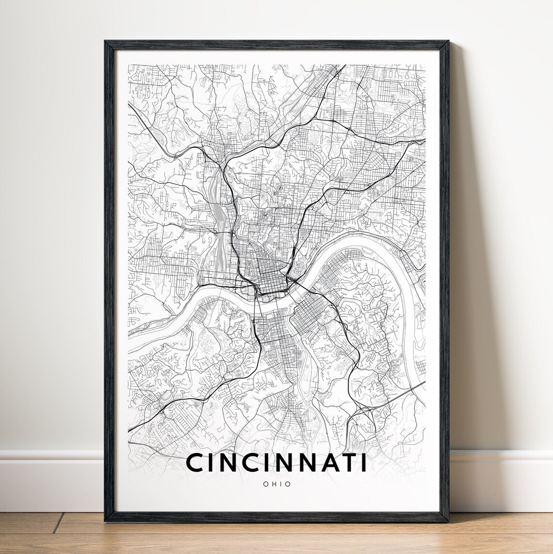 Cincinnati Map Print, Minimalist Ohio Travel Poster