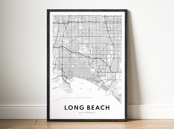 Long Beach California Map Poster, Travel Poster