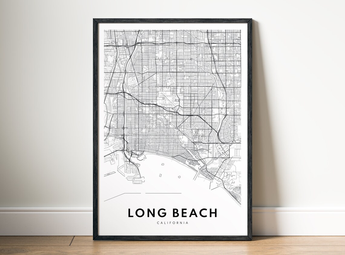 Long Beach California Map Poster, Travel Poster