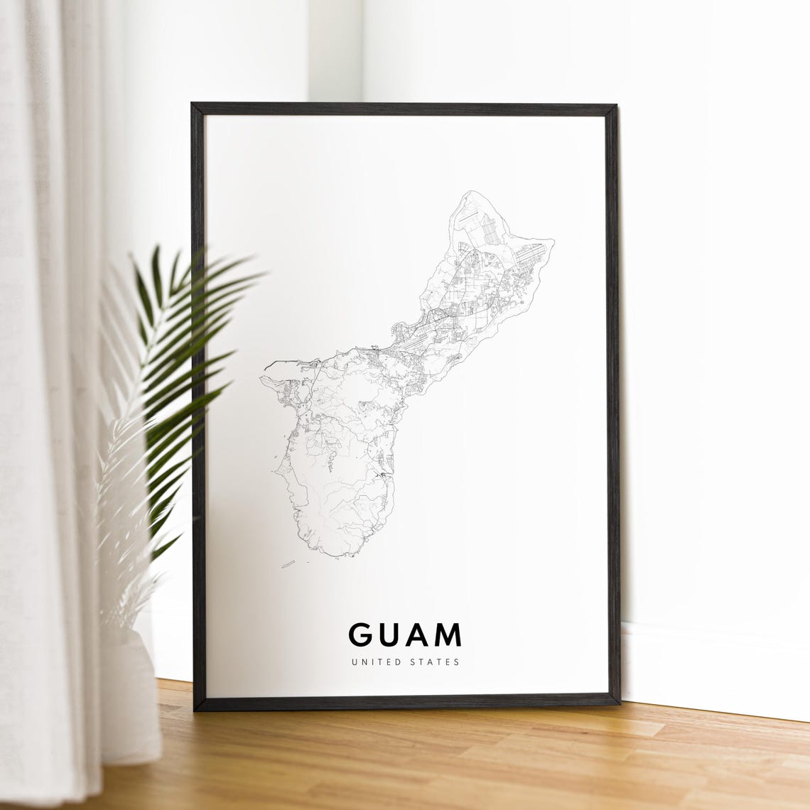 Guam United States Pacific Island Minimalist Outline Map Poster - Image 2