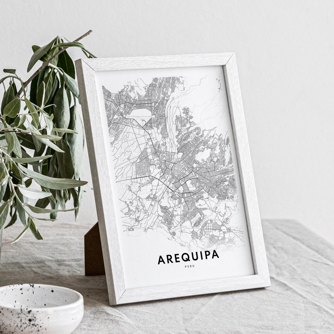 Arequipa Peru Minimalist Black and White City Street Map Poster - Image 4