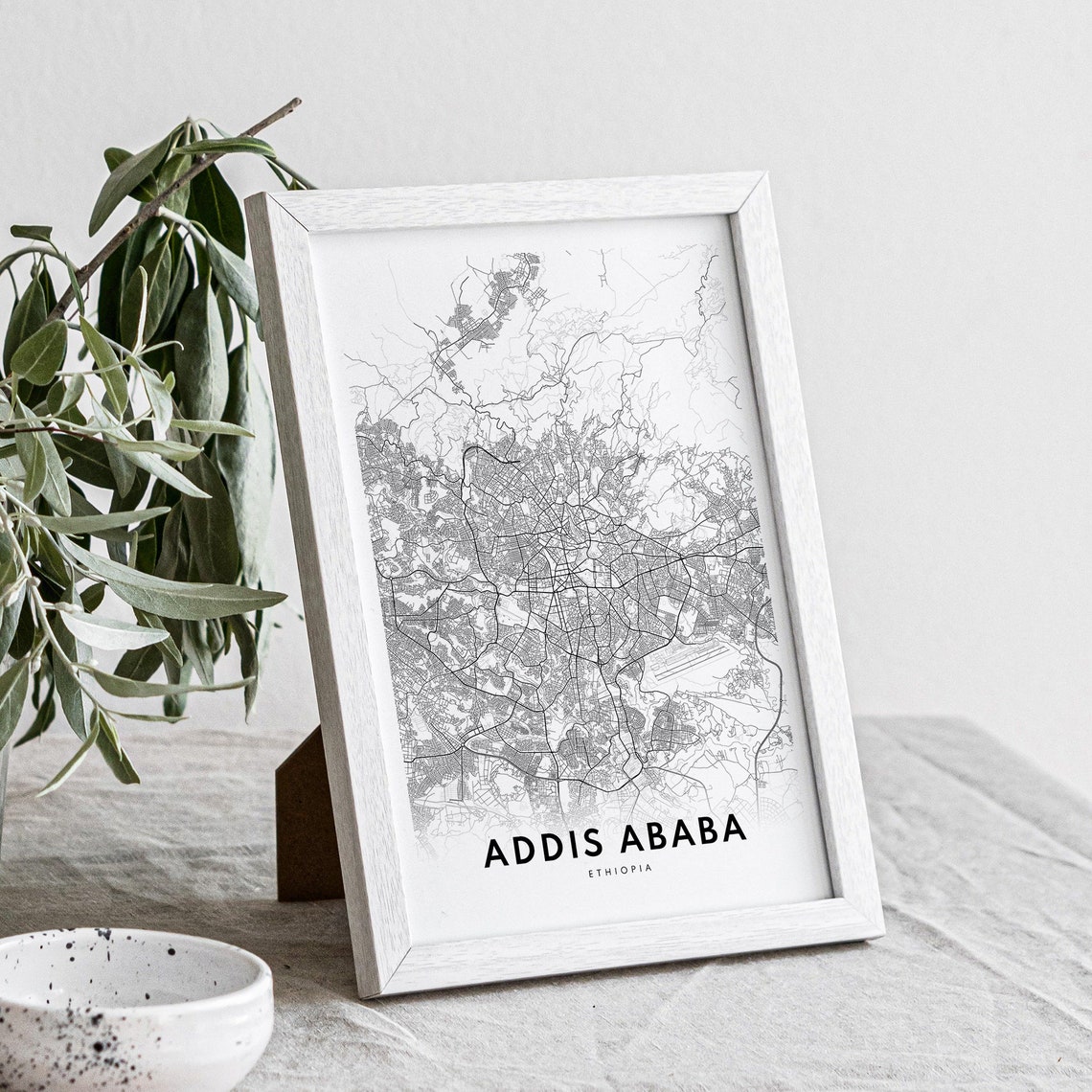 Addis Ababa Ethiopia Street Map Minimalist Black White Print - Image 4