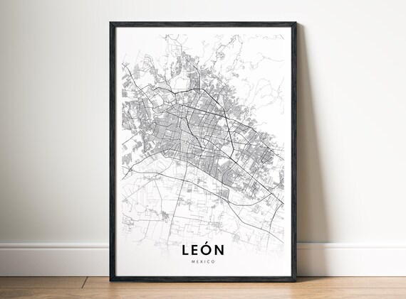 Len Mexico Map Poster Black And White Minimalistic Print City Art