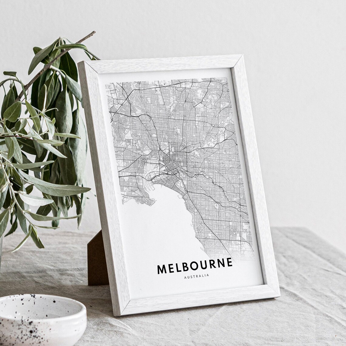 Melbourne Minimal Map Art Print, Black And White - Image 4