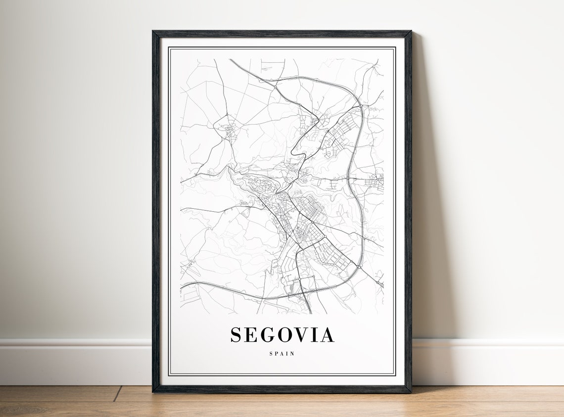 Segovia Spain Minimalist Black And White City Street Map Poster - Image 5