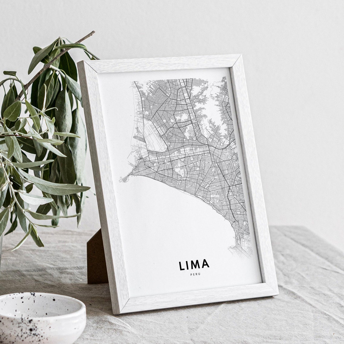 Lima Peru Capital City Street Map Black White Minimalist Map Poster - Image 2