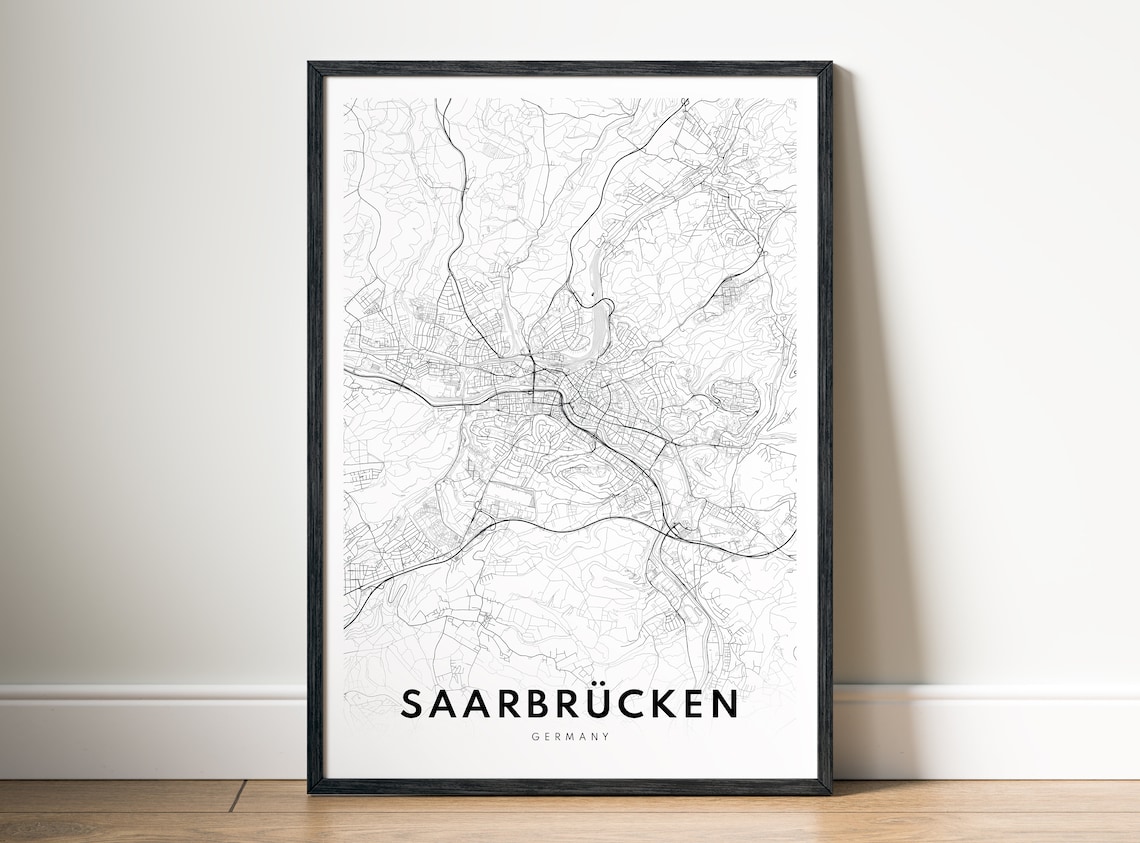 Saarbrucken Germany Minimalist City Street Map Travel Wall Decor Poster