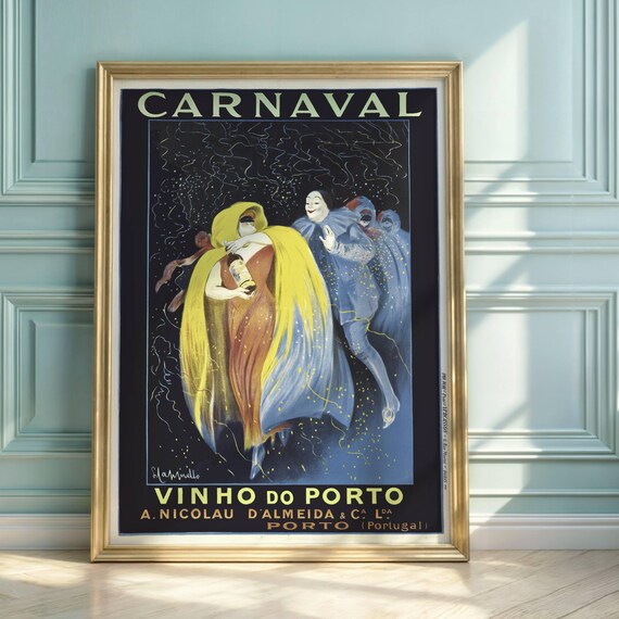 Carnaval Vinho do Porto Portuguese Vintage Carnival Wine Ad Poster