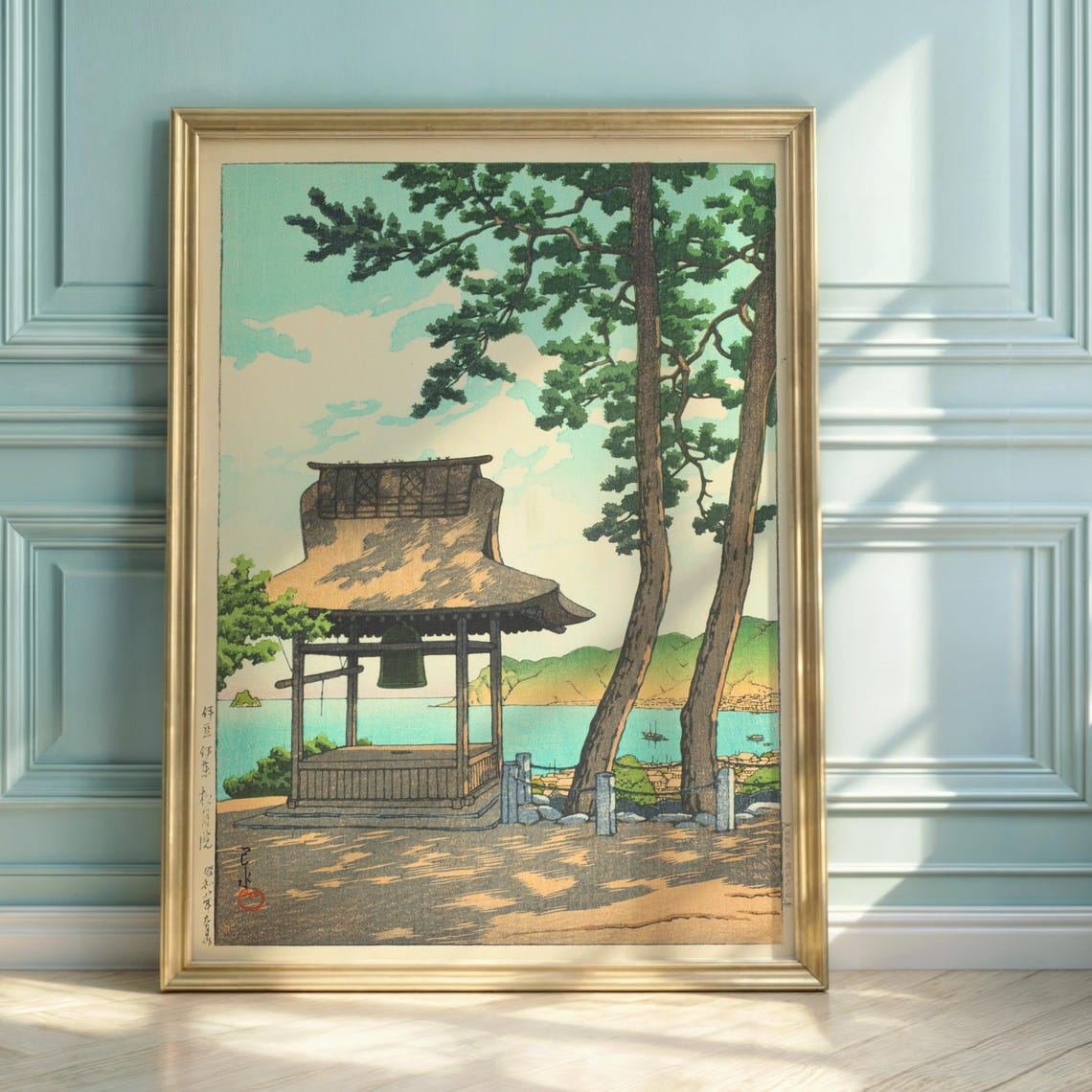 Hasui Kawase Izu Shugetsuin Coastal Temple Japanese Woodblock Poster