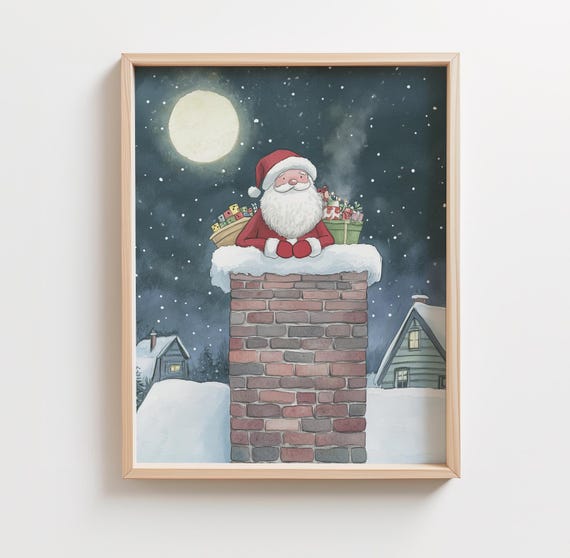 Santa Claus Nursery Wall Art Holiday Kids Room Art Christmas Home Decor Christmas Eve Nursery Print Kid Room Christmas Poster