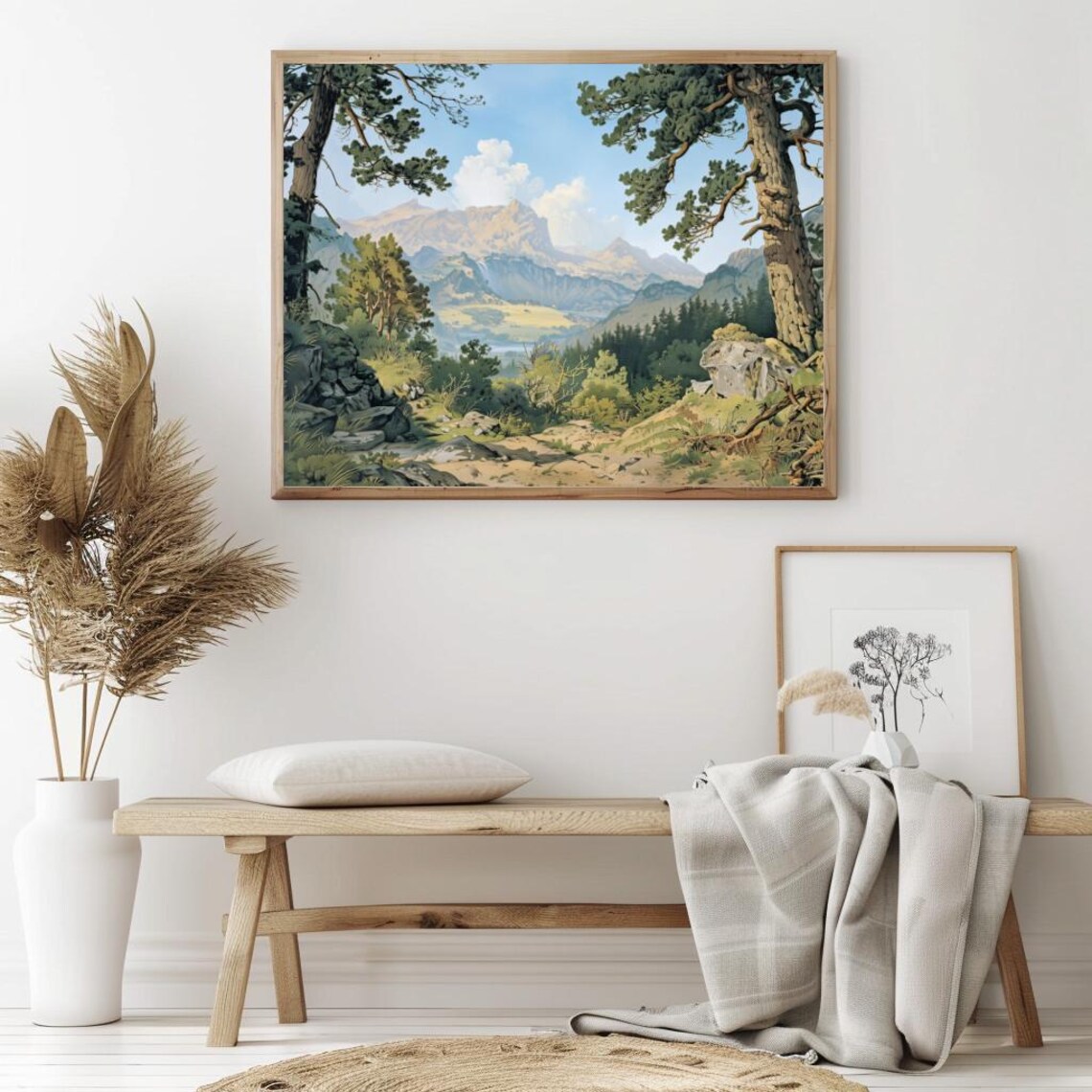 Alpine Mountain Valley in Summer Vintage French Country Landscape Poster - Image 2