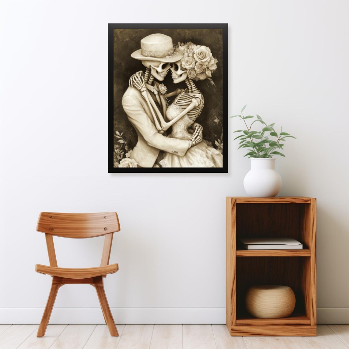 Vintage Dia De Los Muertos Skeleton Couple Art Print - Image 2