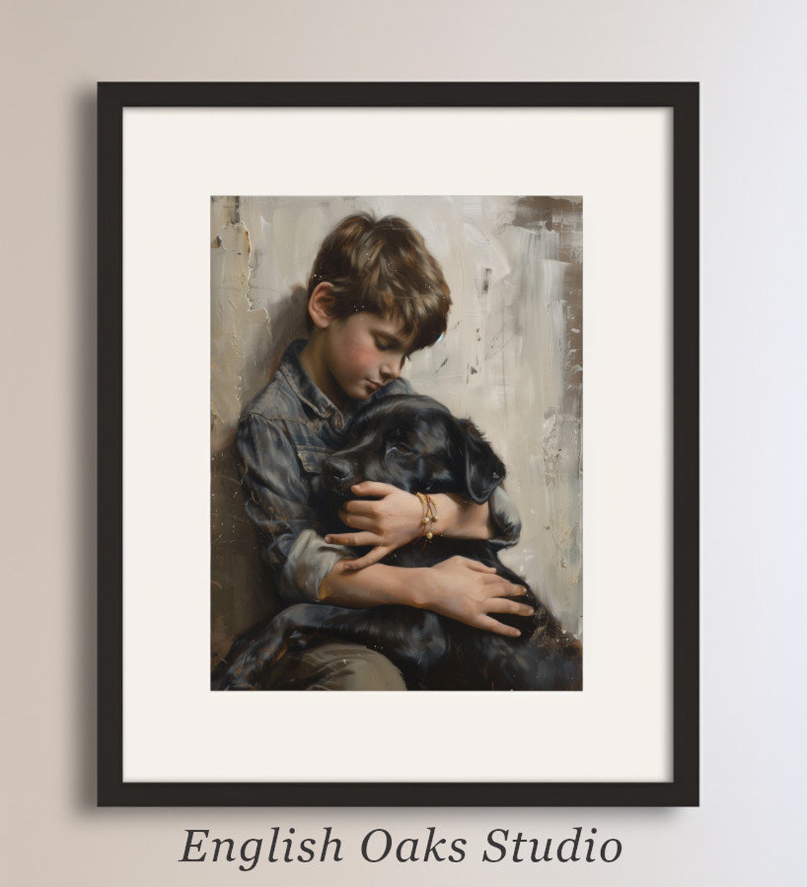 Vintage Painting Of A Boy And His Dog Print Of A Boy And His Dog Antique Nursery Wall Art 02