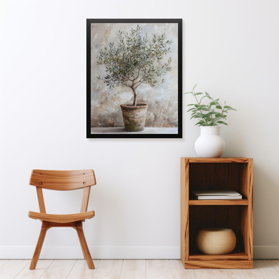 Vintage Olive Tree In Planter, Rustic Farmhouse Art Print - Image 2