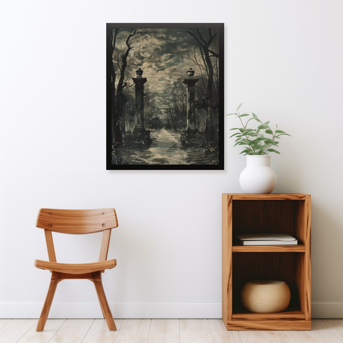 Vintage Gothic Gates, Spooky Halloween Art Print - Image 2