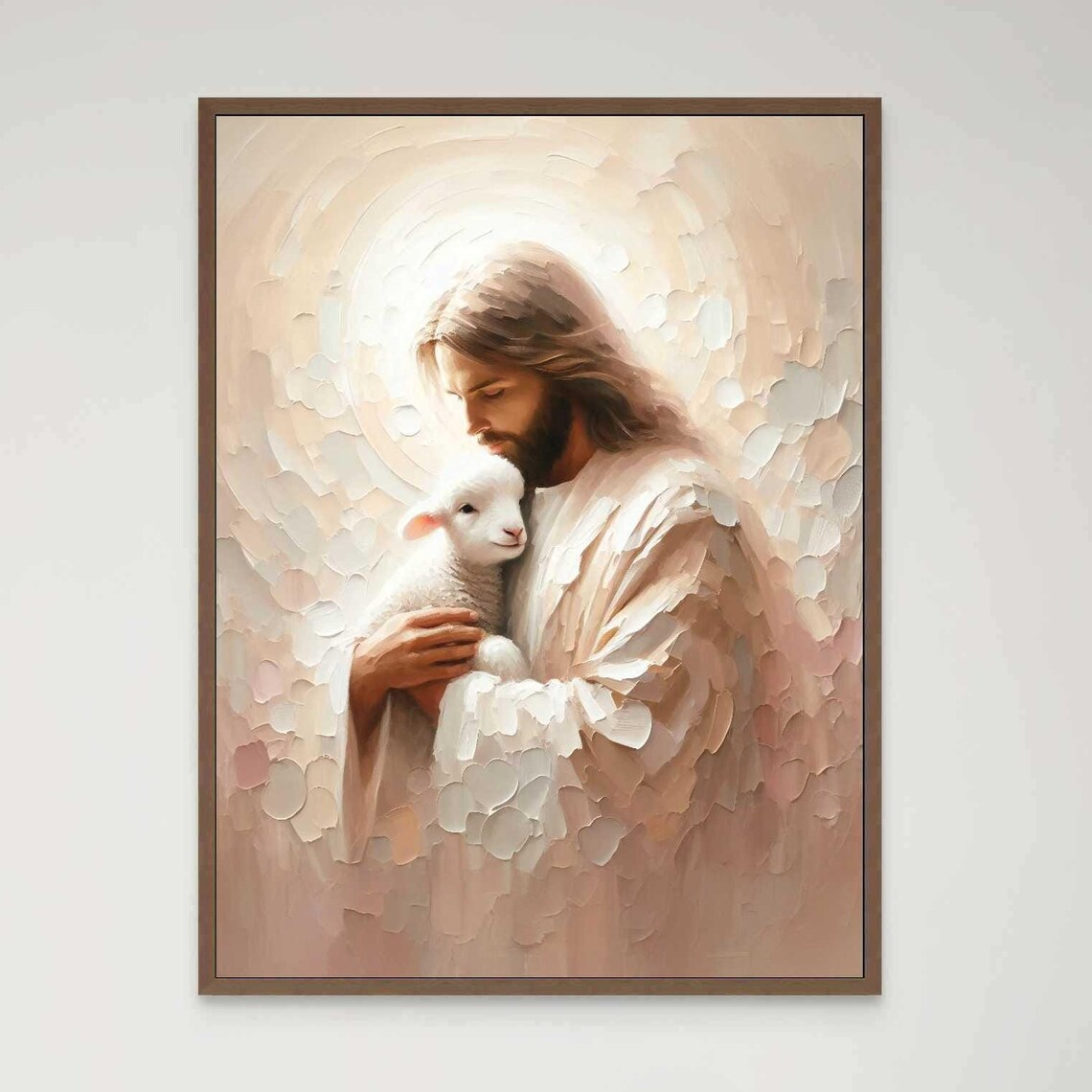 Jesus With Lamb Christian Art, Bible Poster Print