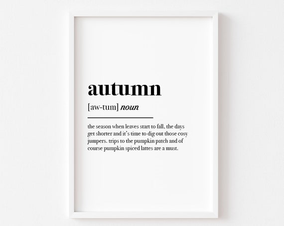 Autumn Definition Art Print, Pumpkin Fall Decor