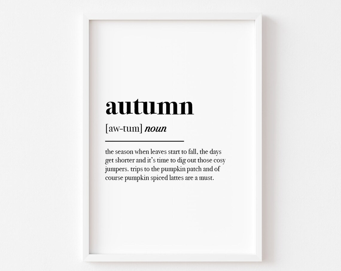 Autumn Definition Art Print, Pumpkin Fall Decor
