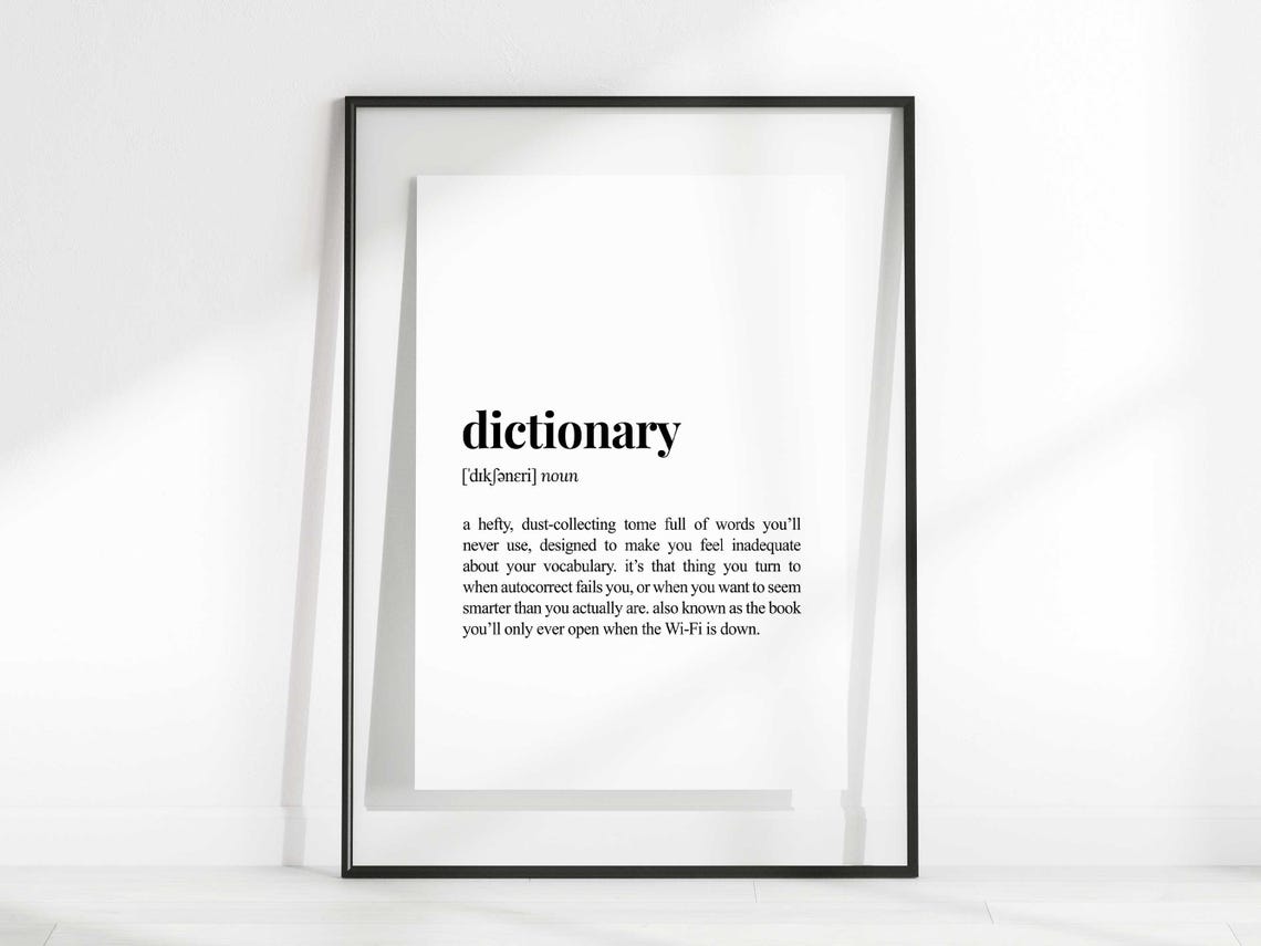 Dictionary Definition Funny Sarcastic Bookish Word Style Poster - Image 2