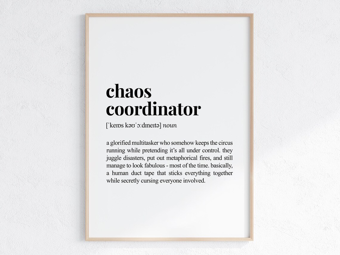 Chaos Coordinator Definition Art Print, Office Decor