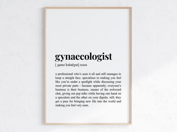 Gynaecologist Funny Definition Print Cheeky Gift For Humorous Dictionary Poster New Job