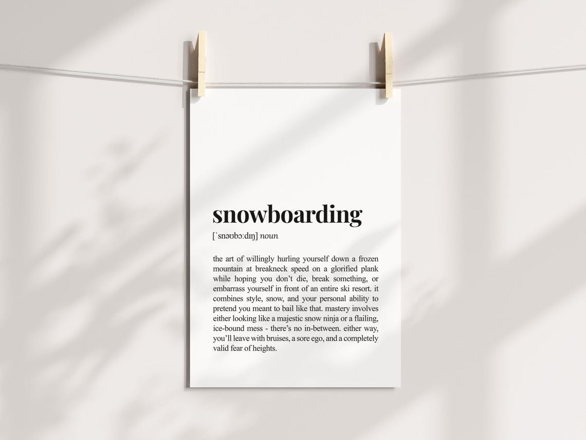 Snowboarding Funny Dictionary Definition Poster for Winter Sport Decor - Image 3