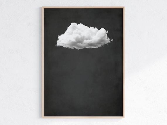 Dark Grey Cloud Abstract Wall Art Print, Vintage