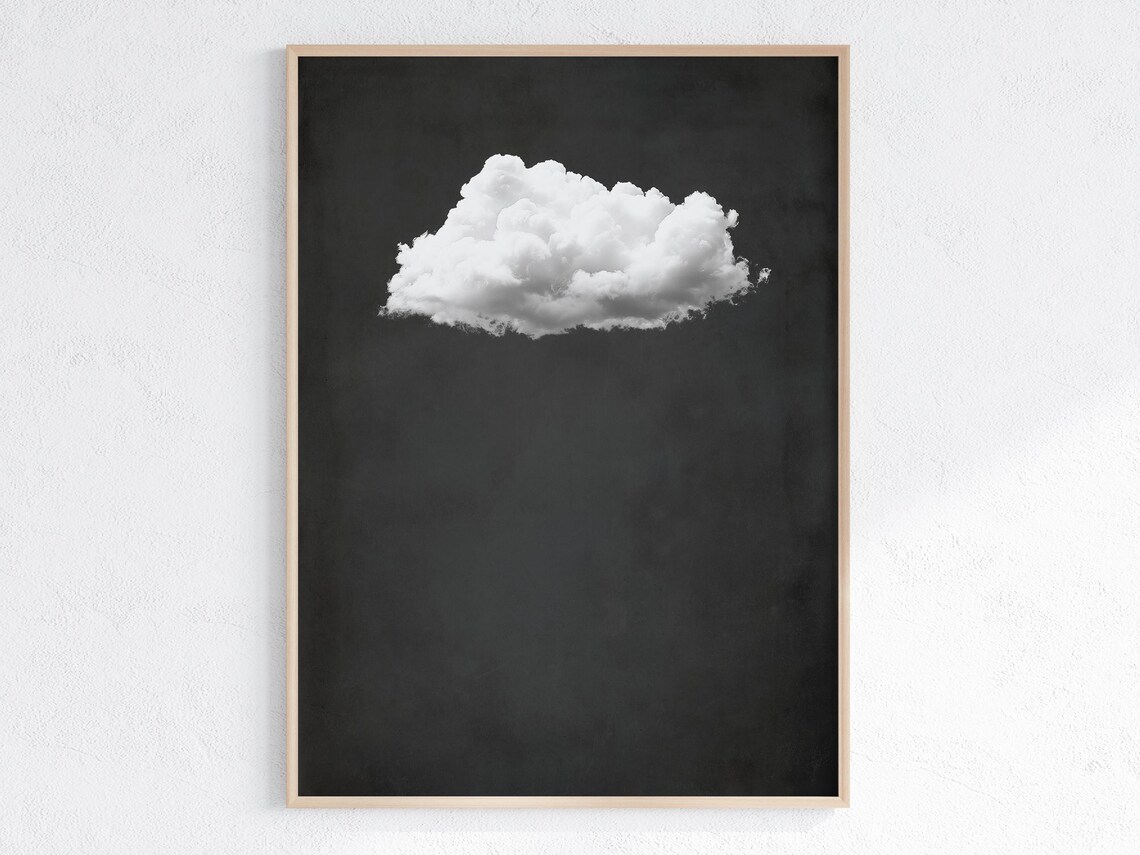 Dark Grey Cloud Abstract Wall Art Print, Vintage