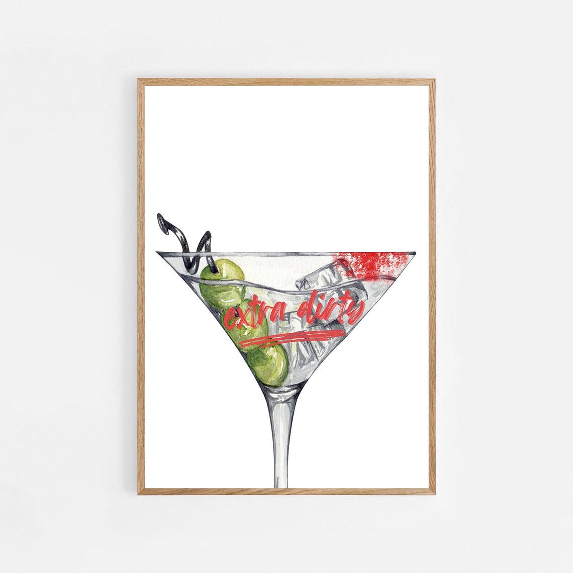 Trendy Extra Dirty Martini Cocktail Glass Bar Cart Art Print