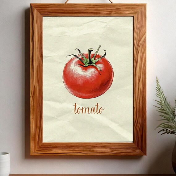 Tomato Art Minimal Tomato Art Simple Wall Decor Art For Kitchen Tomato Art Print Tomato Kitchen Art Rustic Food Art 051