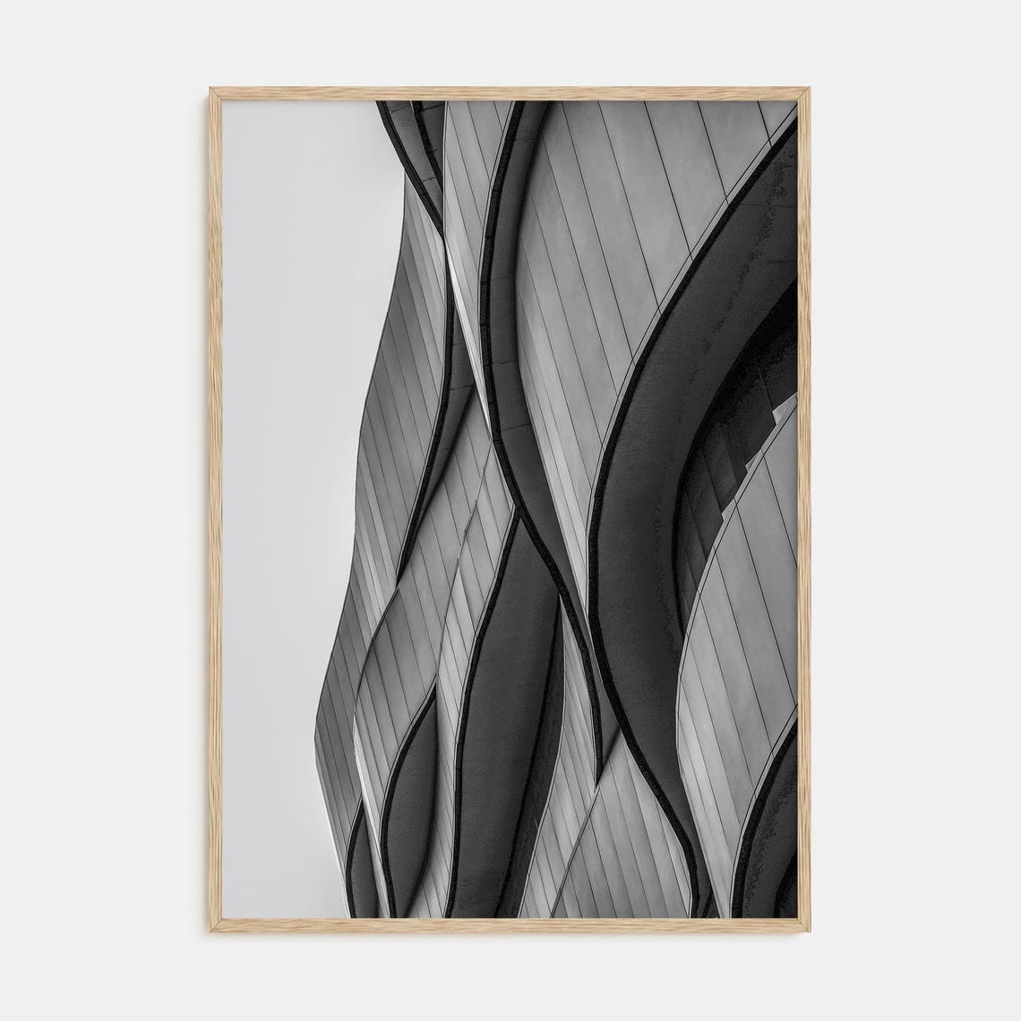 Abstract Curved Modern Building Facade Black and White Poster