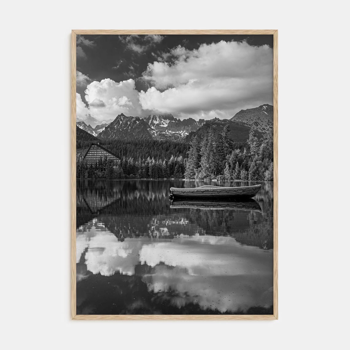 Fine Art Morning Lake Landscape Print Black White Photography Poster Nature Wall Art Home Decor Rustic Living Room Decor