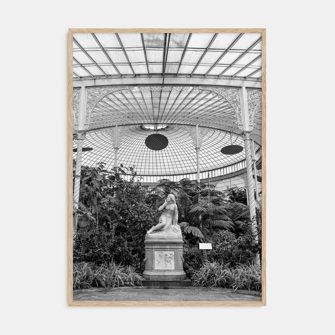 Black and White Victorian Glasshouse Conservatory Interior Poster