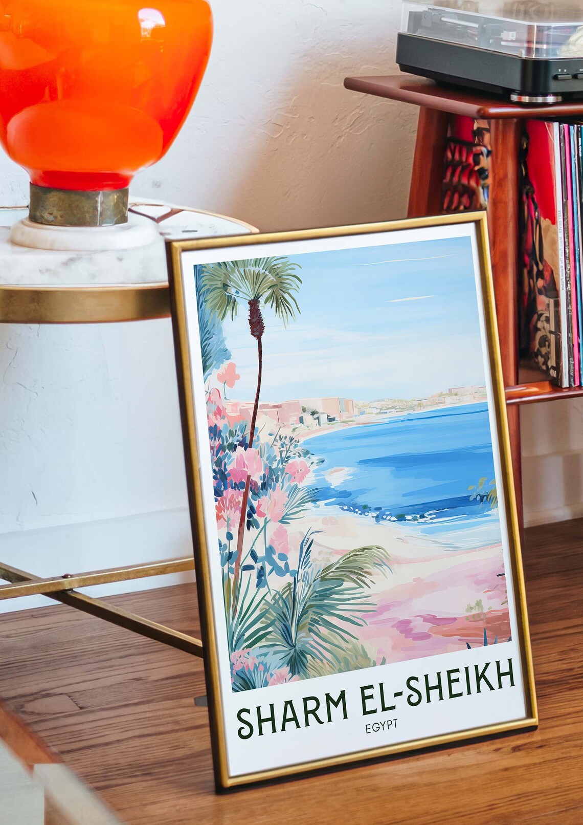 Sharm El-Sheikh Egypt Palm Beach Coastal Scene Travel Poster - Image 2