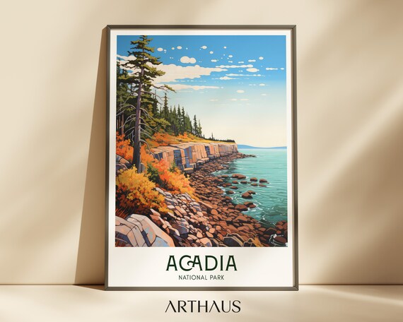 Acadia National Park Rocky Coast Pines Autumn Landscape Wall Art