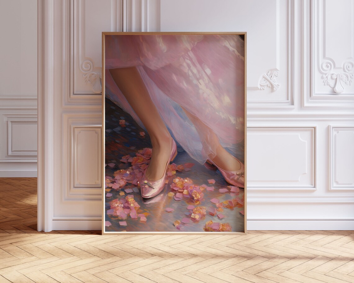 Ballerina Pink Satin Slippers Petals Dance Wall Decor Art Poster - Image 2