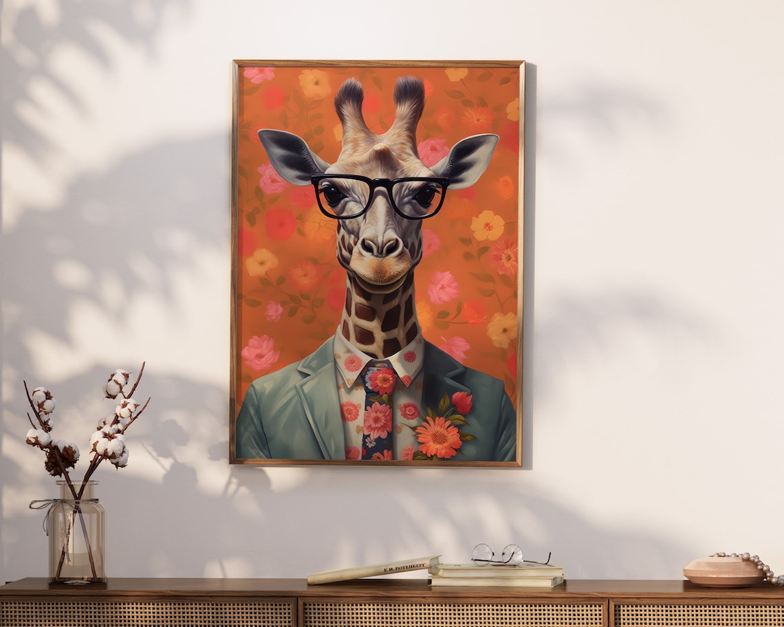 Giraffe Wall Art, Eclectic Maximalist Animal Print