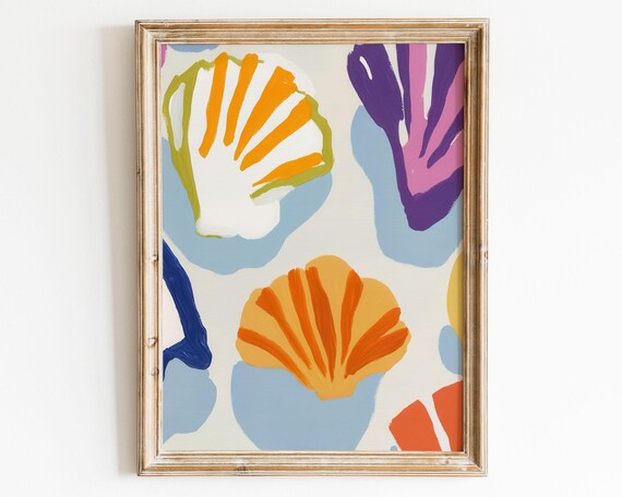 Maximalist Wall Art Seashell Abstract Coastal Colourful Trendy