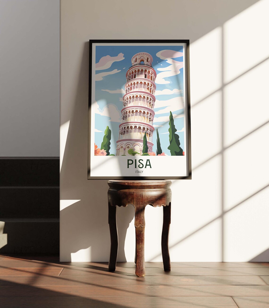 Pisa Italy Leaning Tower Cypress Garden City Landmark Poster - Image 2