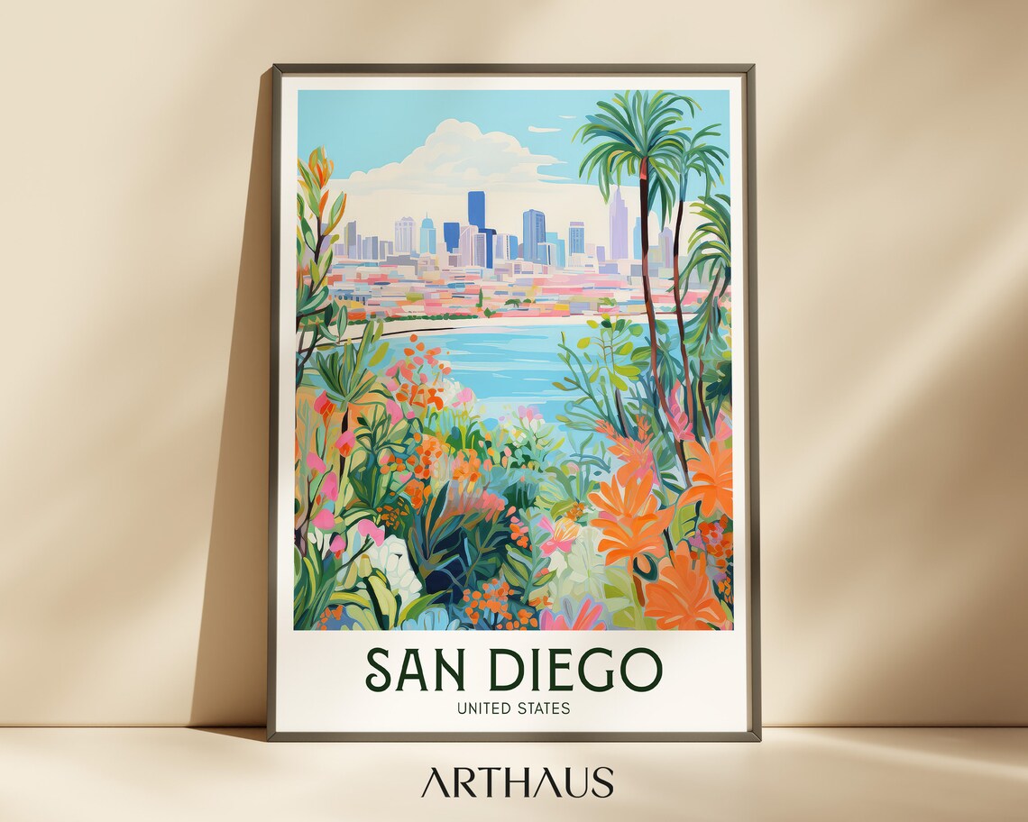 San Diego Retro Travel Poster, California Art Print