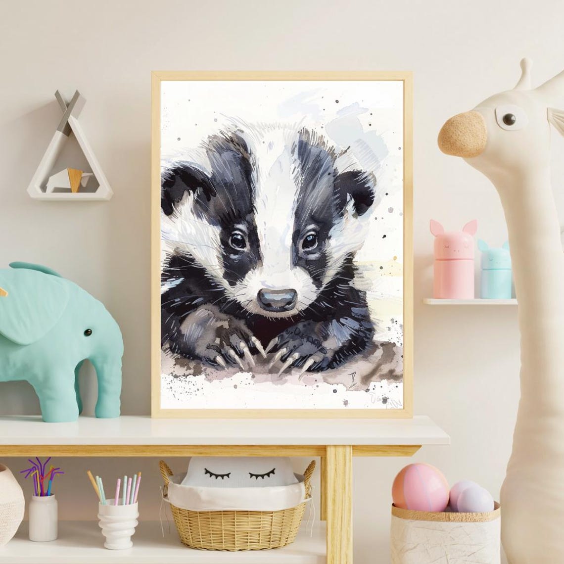 Baby Badger Watercolor Art Print - Image 2