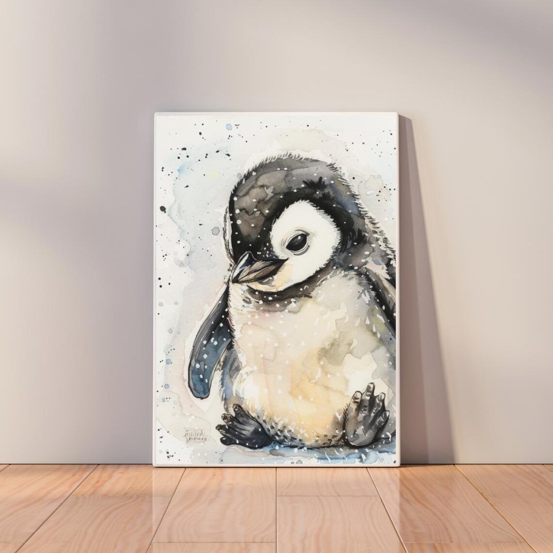 Baby Penguin Watercolor Art Print